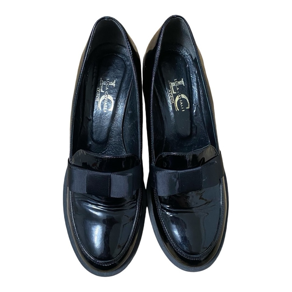 Luca Cavialli Adpol Chunky Black Patent Leather Women’s Slip On Loafers Size 39